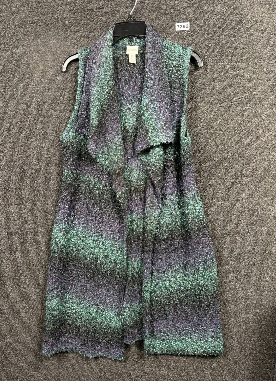 Chico's Washed Stripe Rowan Vest Cardigan Sweater Womens Size 0 US 4 Sleeveless